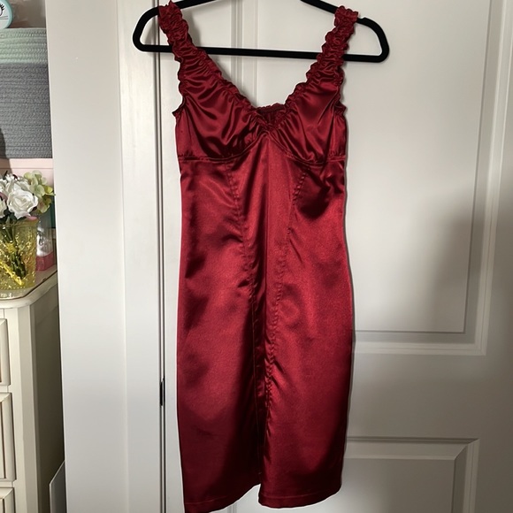 Garnet Red Satin Dress - Picture 7 of 7